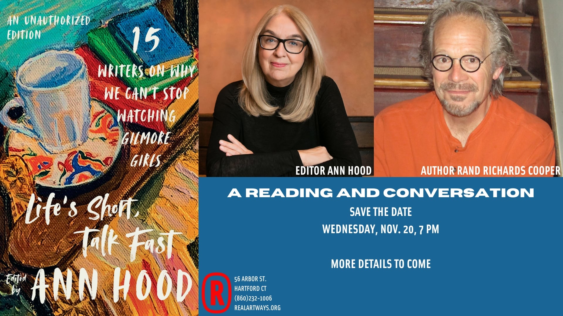 Youtube video still for Life's Short, Talk Fast: A Reading and Conversation with Ann Hood and Rand Richards Cooper